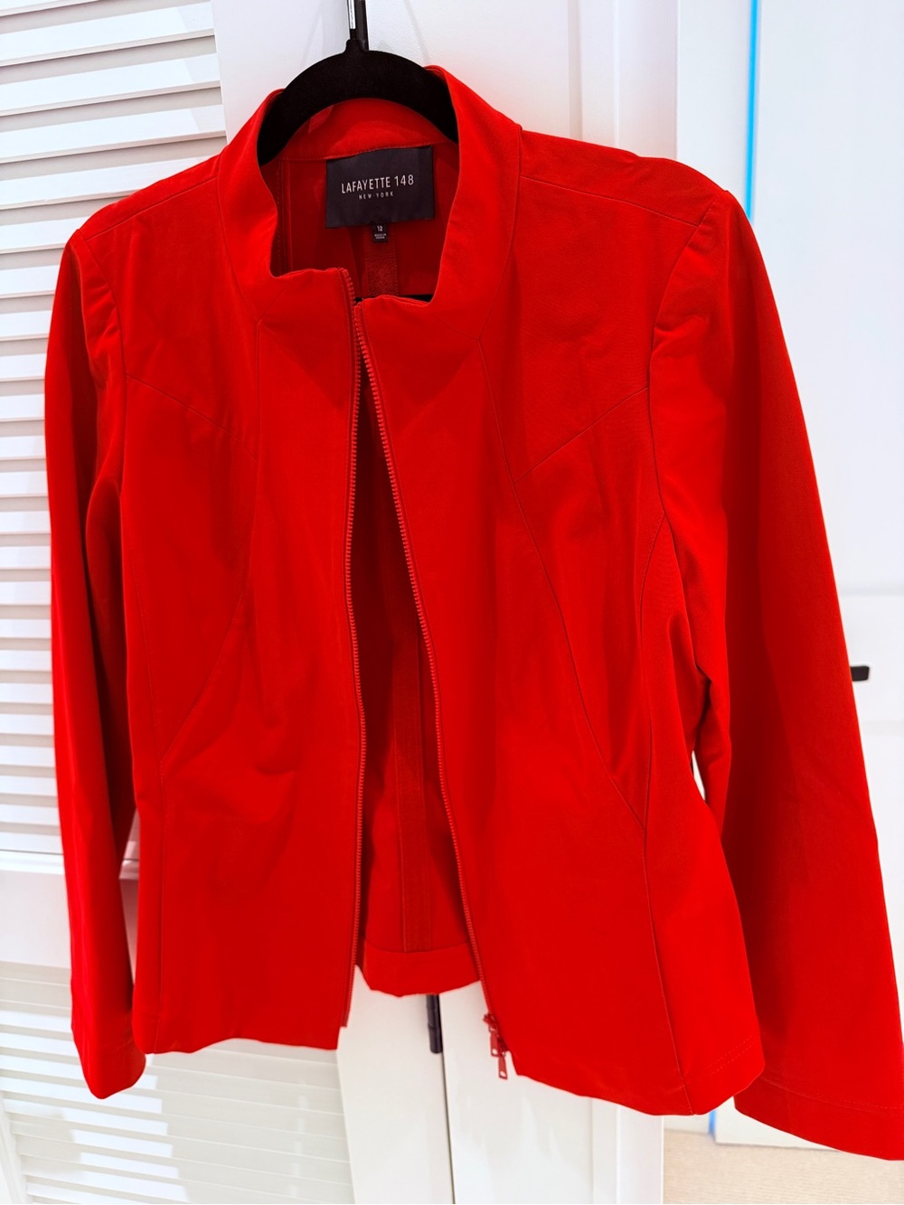 Lafayette 148 New York Bright Red Zip-Front Blazer